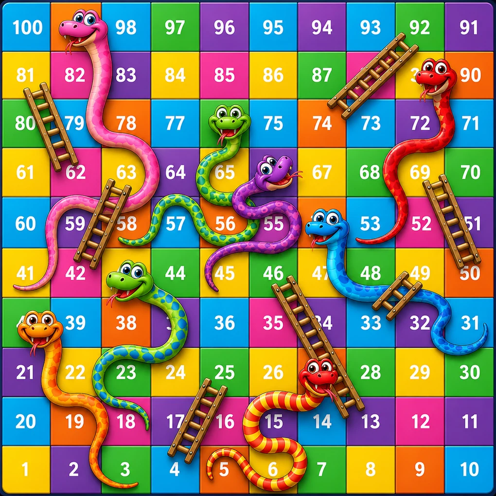 Snakes and Ladders board